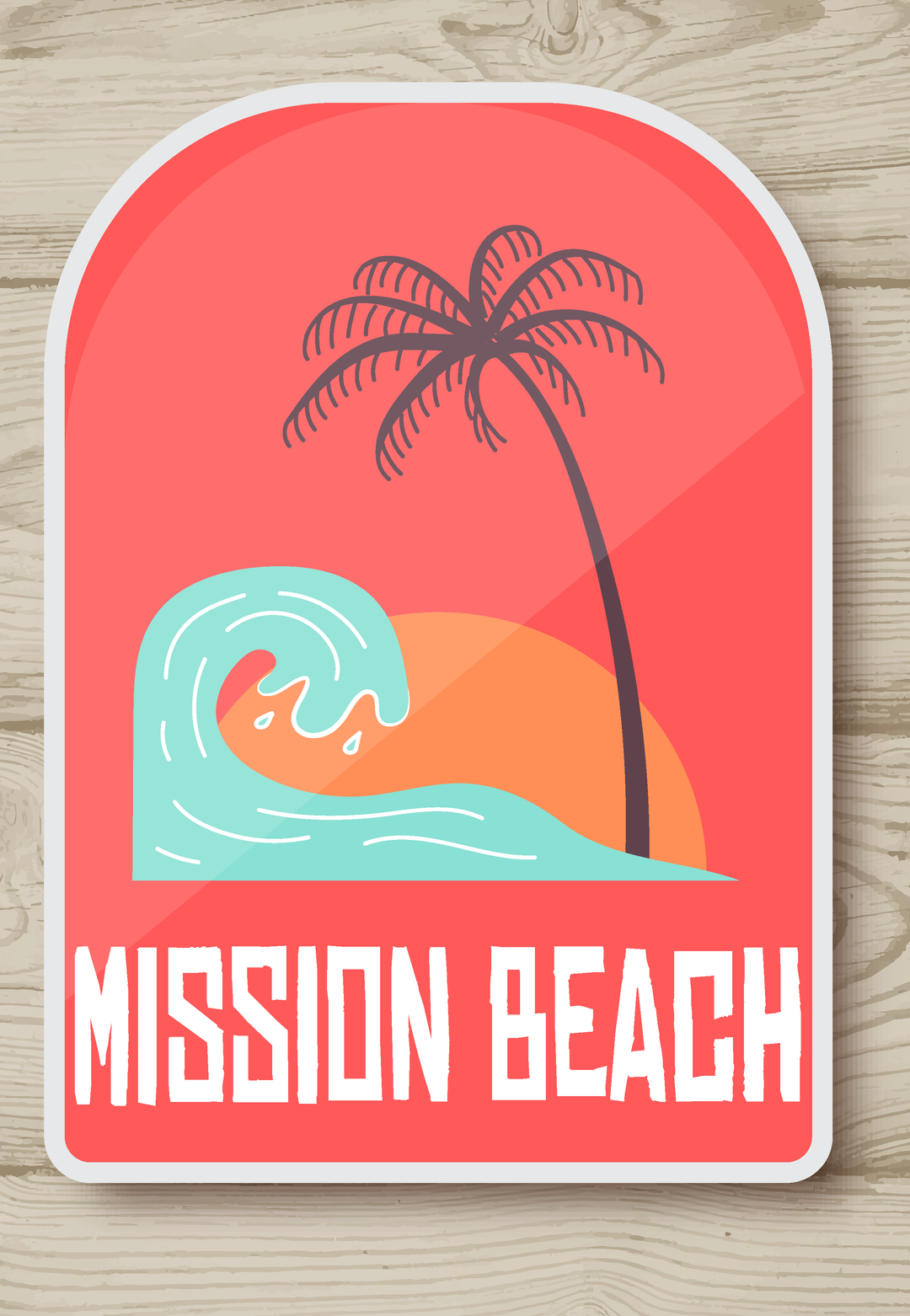 Sunset Waves And Plam Trees Stickers