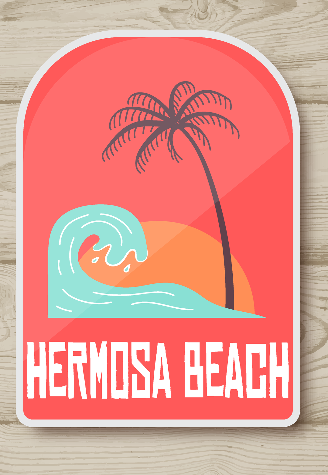 Sunset Waves And Plam Trees Stickers