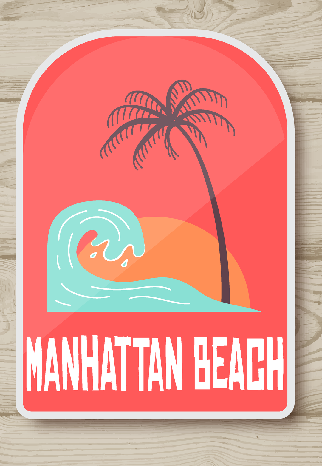 Sunset Waves And Plam Trees Stickers