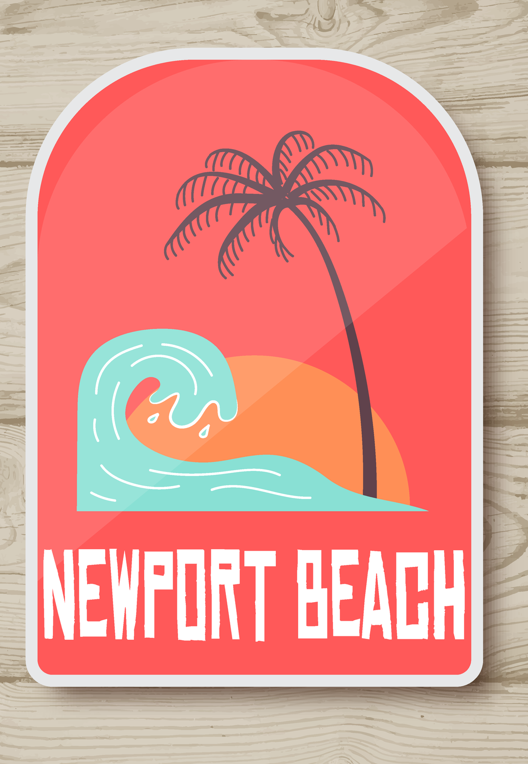 Sunset Waves And Plam Trees Stickers