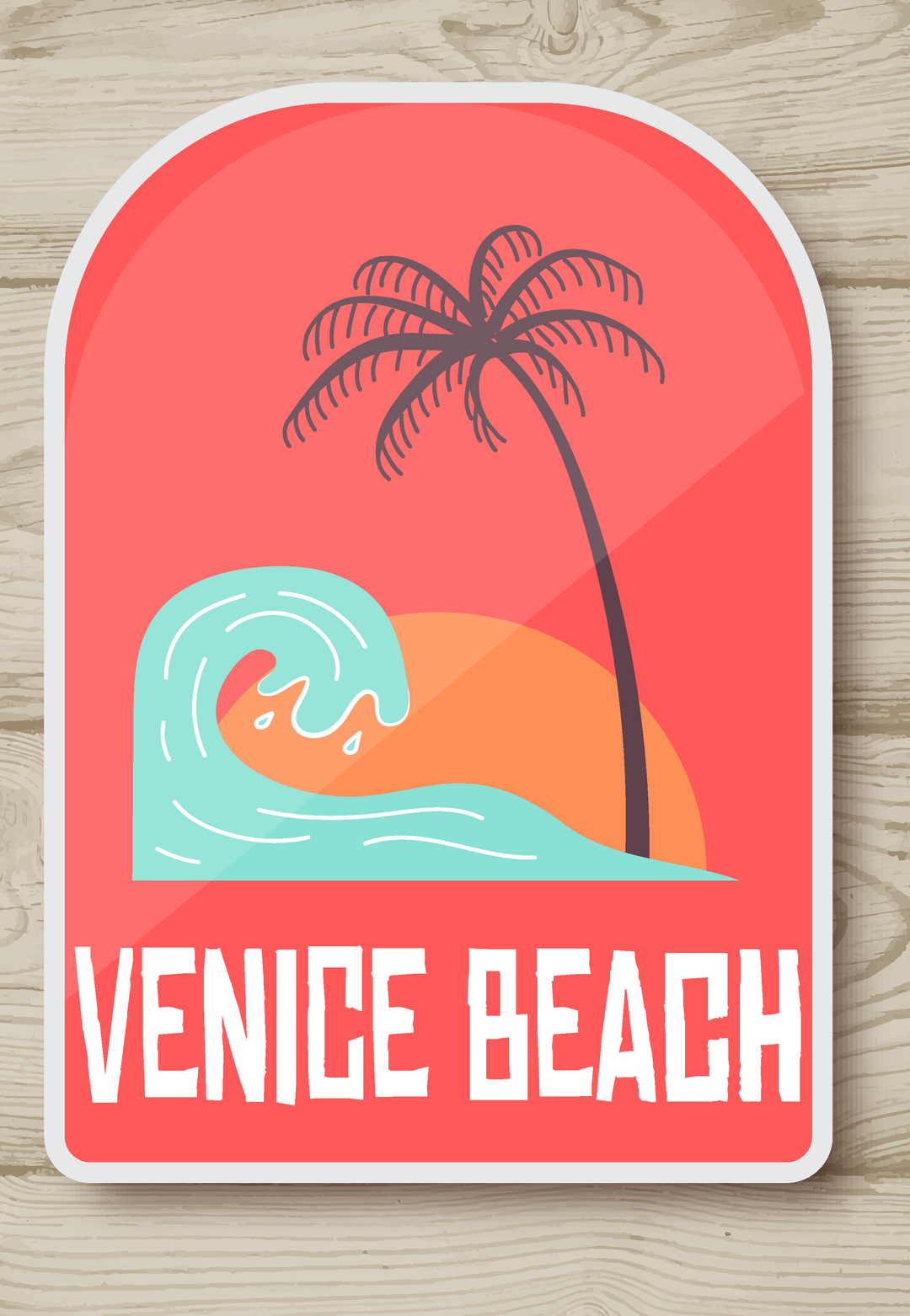 Sunset Waves And Plam Trees Stickers
