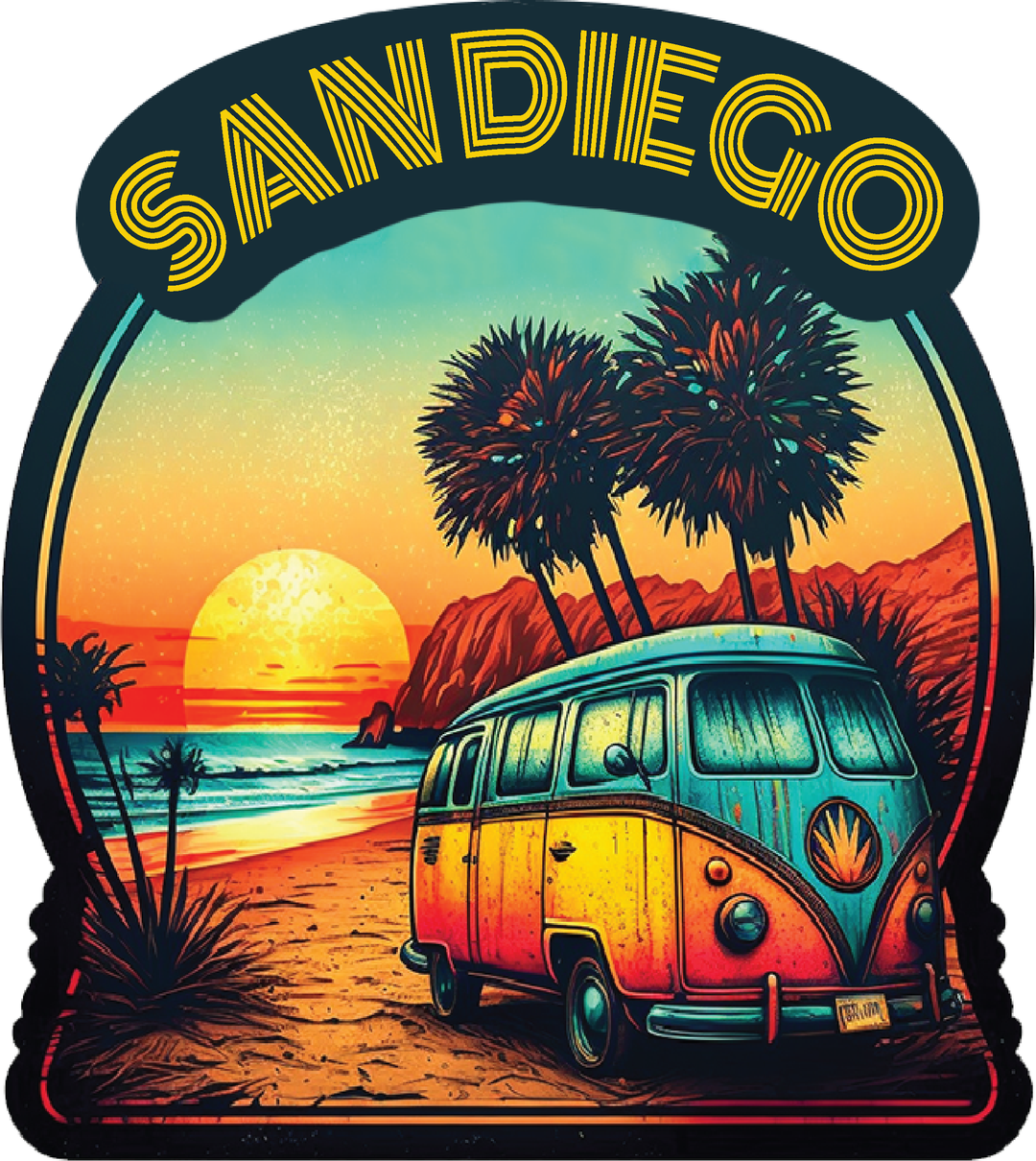 VW Sunset Bus Sticker